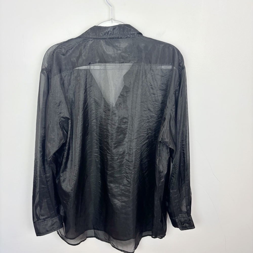 Reformation ELI Oversized Sheer Shirt Black Size XL - Picture 9 of 9